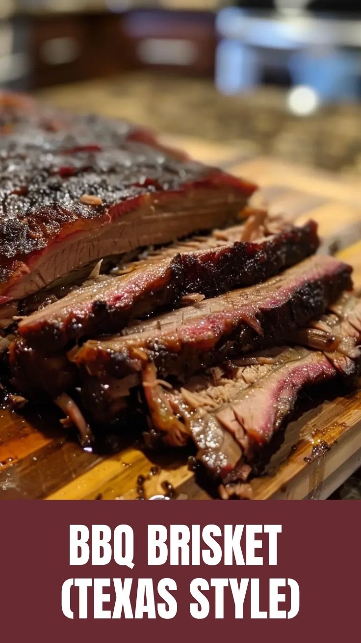 Perfectly smoked Texas style BBQ brisket with a dark bark