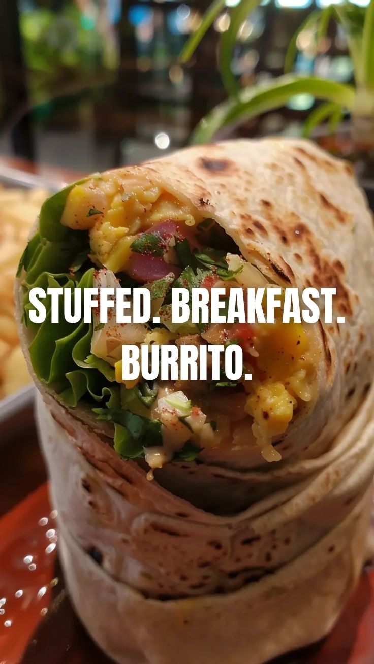 A delicious breakfast burrito, tightly wrapped and ready to eat