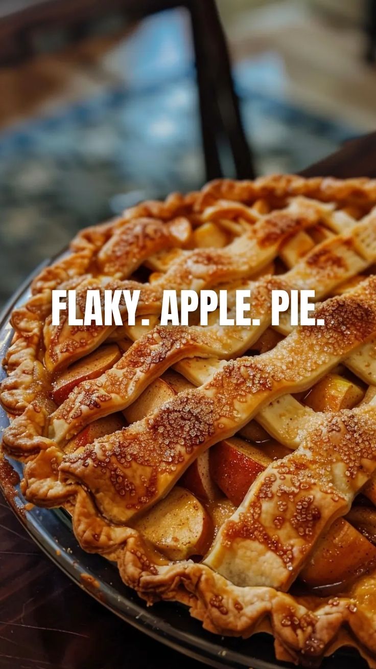 A freshly baked classic apple pie with a lattice crust on a cooling rack.