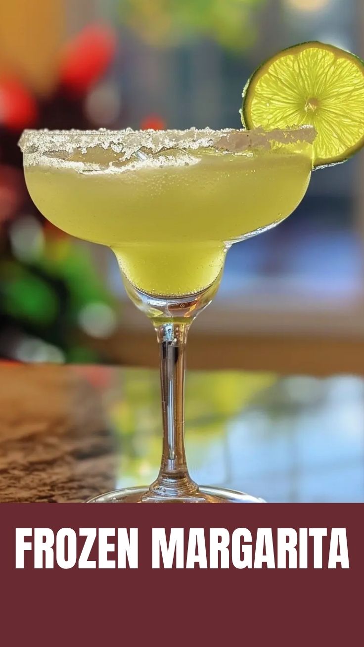 A refreshing frozen margarita in a classic glass with lime garnish.