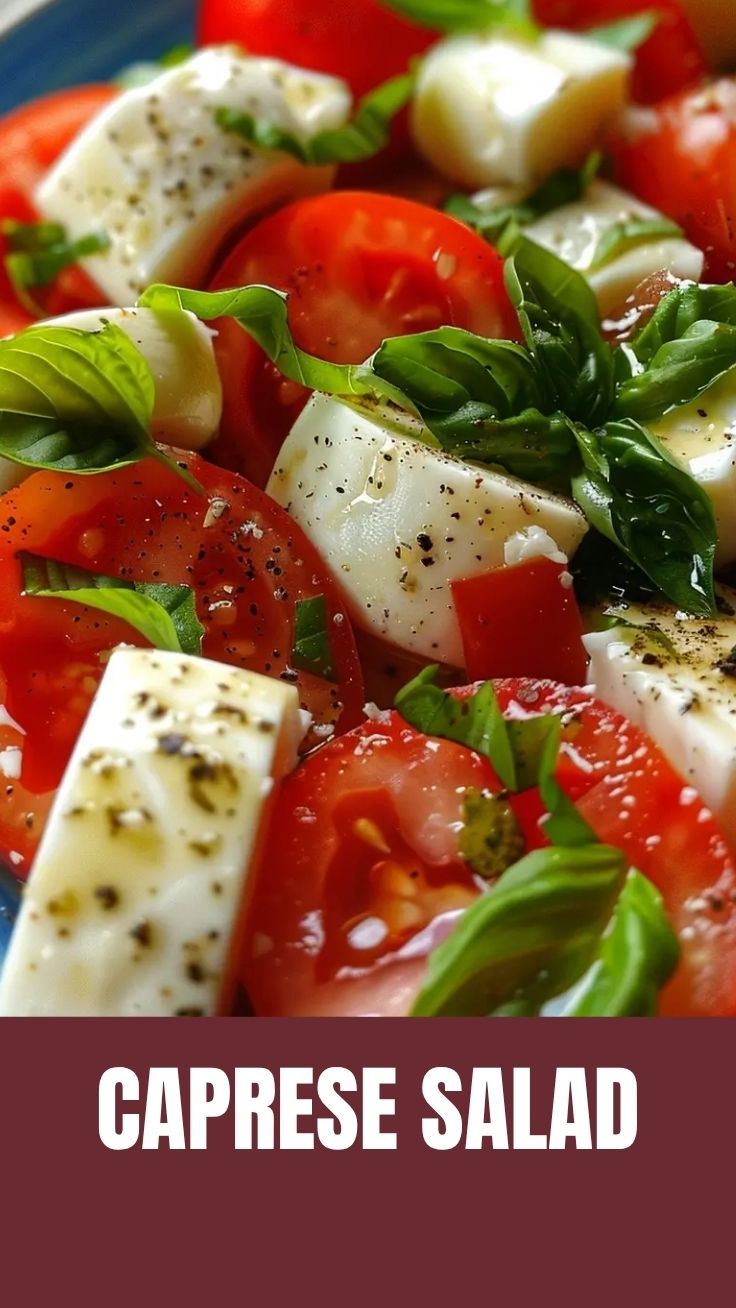 A fresh Caprese salad with ripe tomatoes, mozzarella, and basil