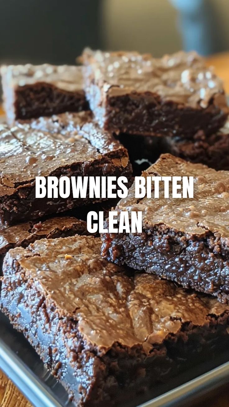 Close-up of freshly baked fudgy brownies with a crinkly top