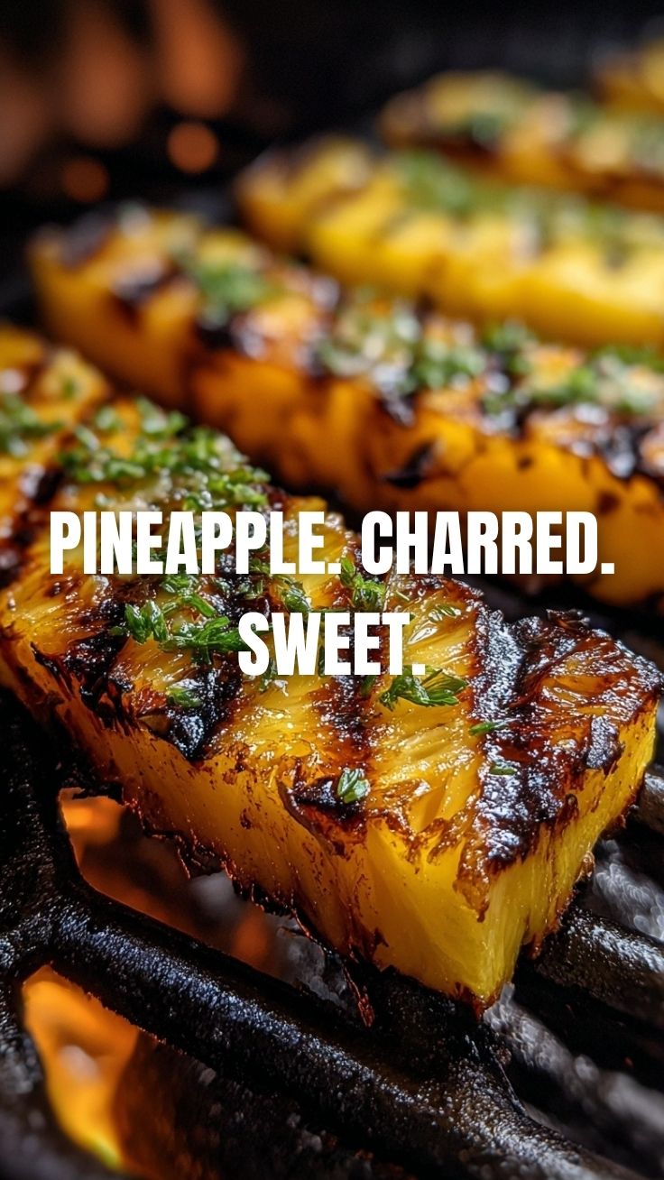 Slices of grilled pineapple with char marks