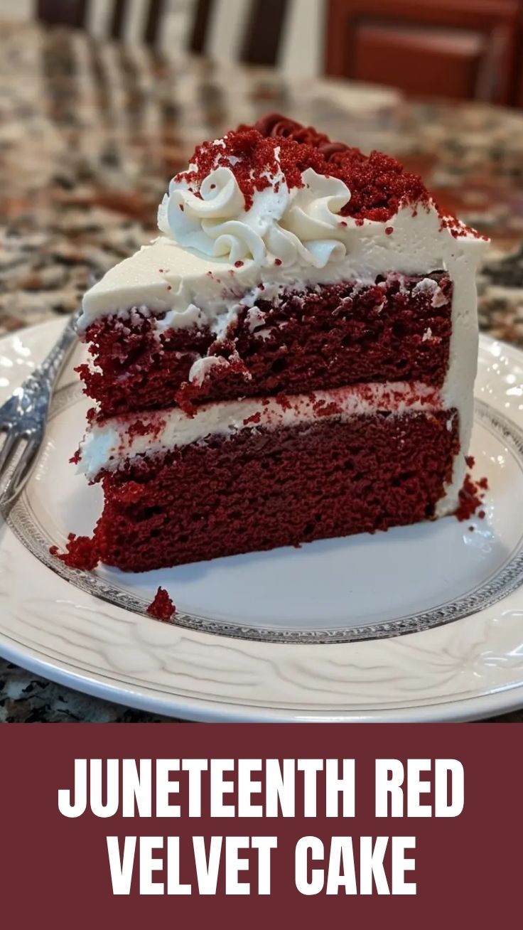 A stunning red velvet cake decorated for Juneteenth celebrations