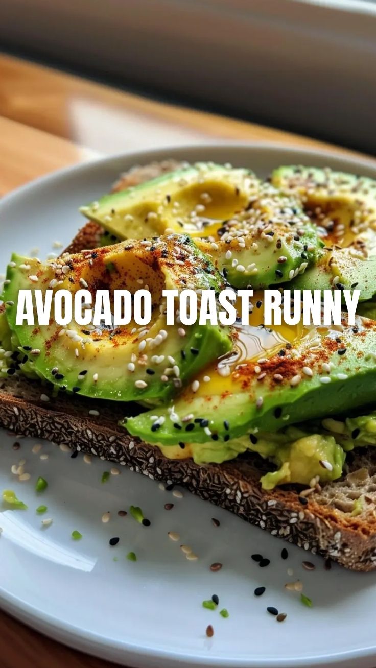 A freshly prepared avocado toast on a ceramic plate, ready to eat.