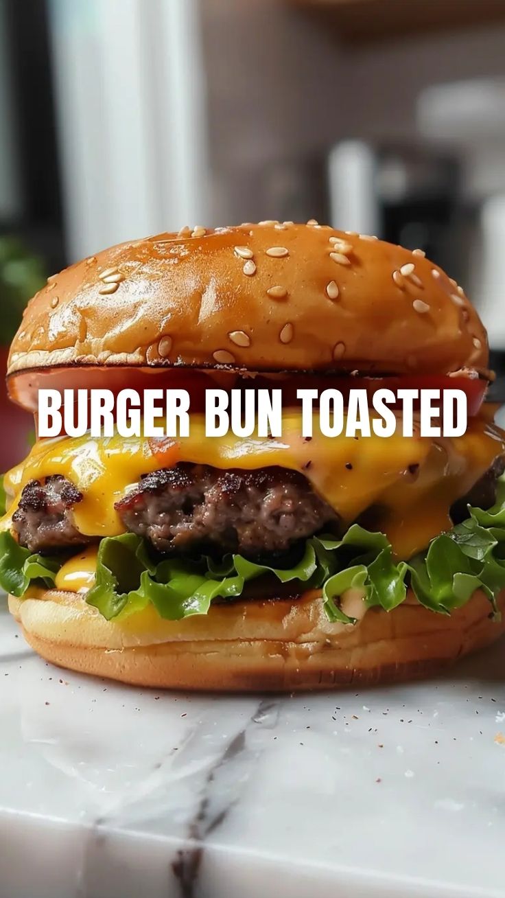 A perfectly assembled cheeseburger with melted cheese, fresh lettuce, and tomato.