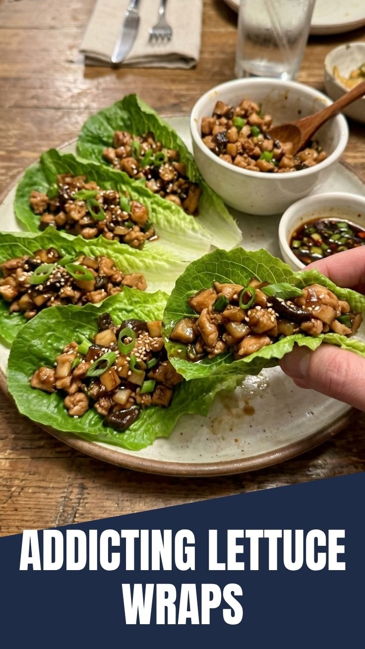 A plate of PF Chang's style chicken lettuce wraps with fresh ingredients