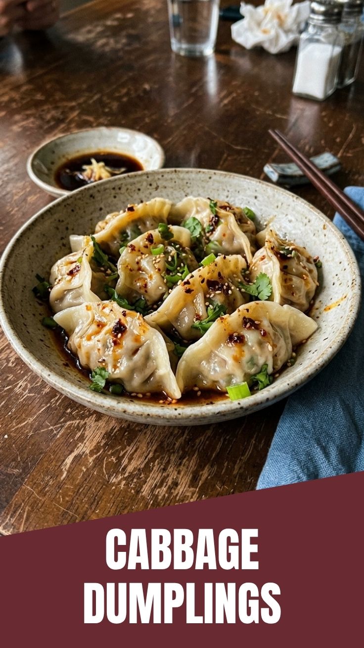 A plate of freshly steamed cabbage dumplings with a savory filling.