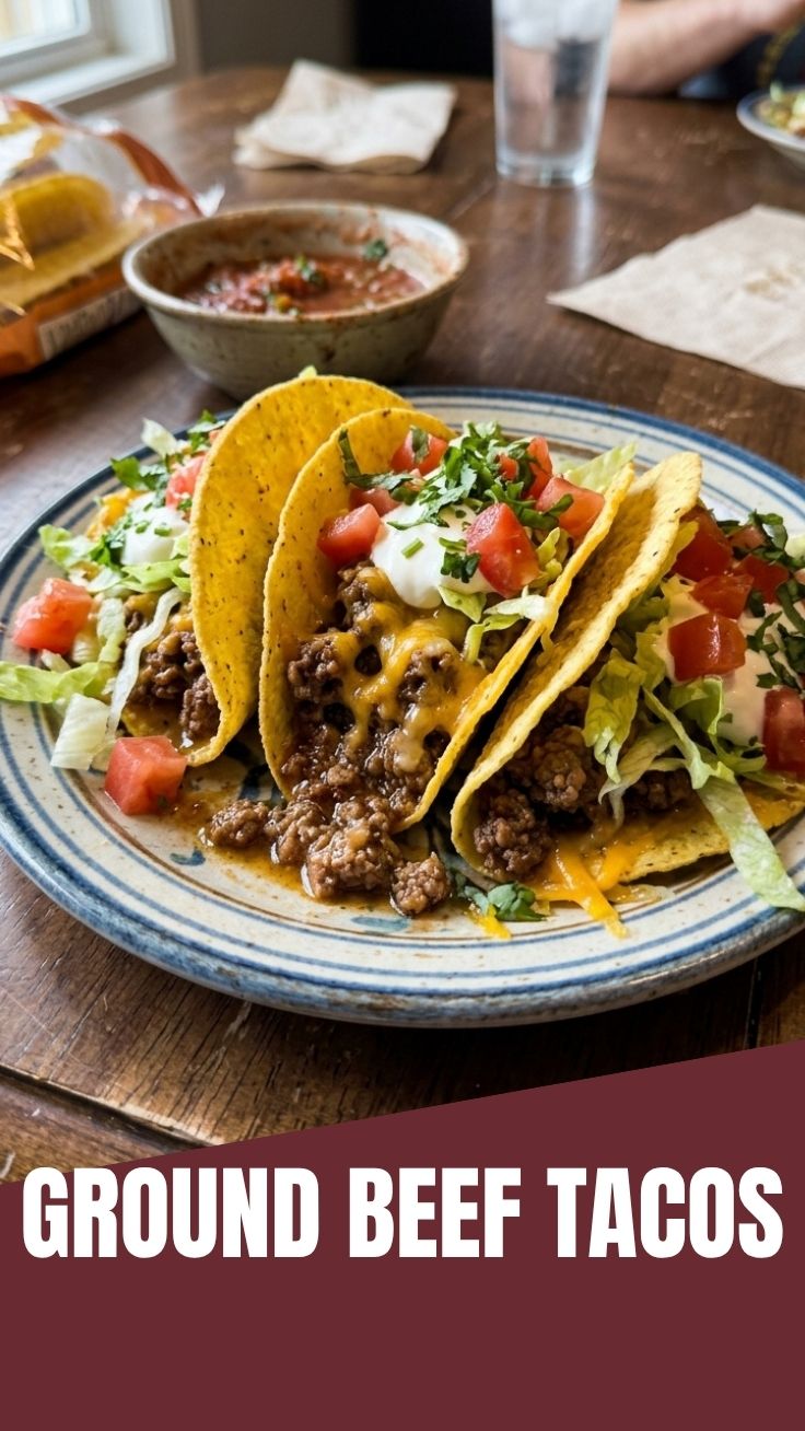 Delicious ground beef tacos filled with fresh toppings