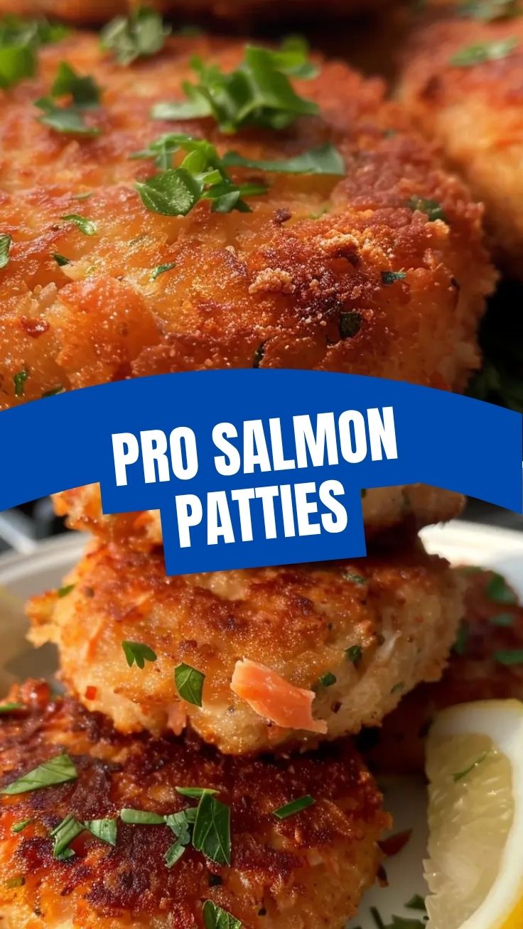 Freshly cooked salmon patties, golden brown and flaky