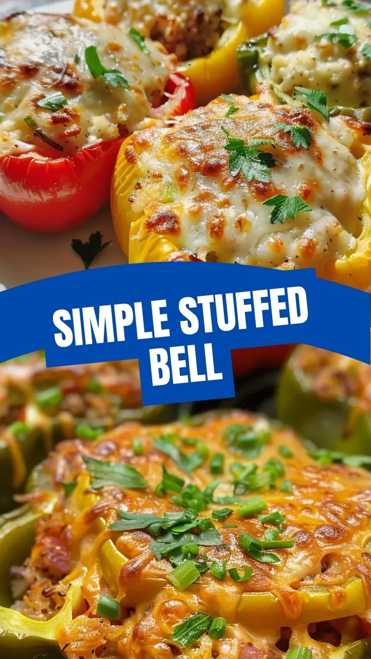 A close-up of savory stuffed bell peppers, rich with filling and baked to perfection.