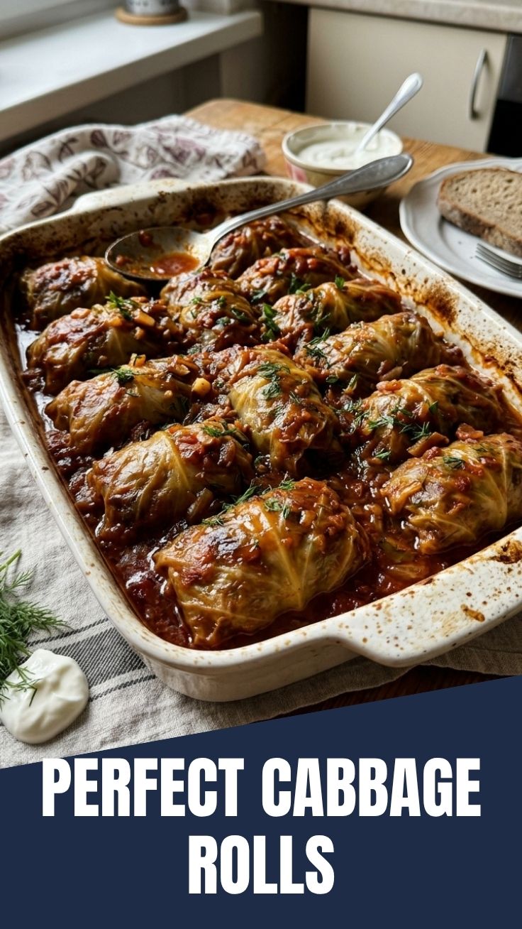 A close-up of delicious stuffed cabbage rolls, ready to serve.