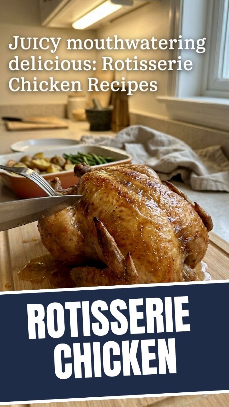 A cooked rotisserie chicken, perfect for various recipes, presented on a platter.