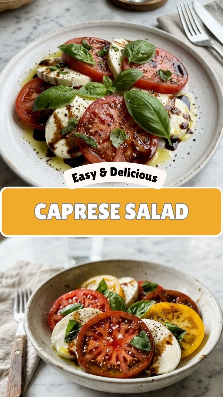 A fresh Caprese salad with ripe red tomatoes, mozzarella, and basil