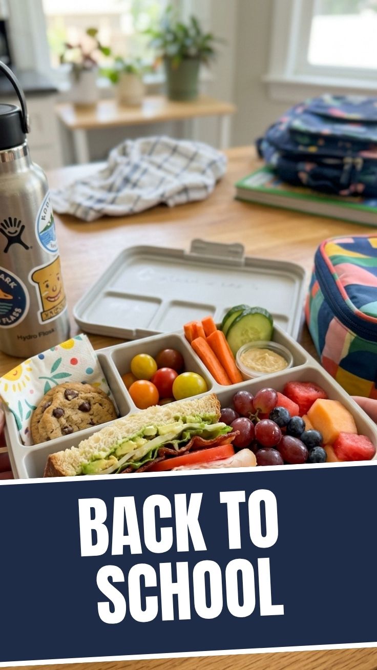 A colorful assortment of healthy back-to-school lunches ready for kids.