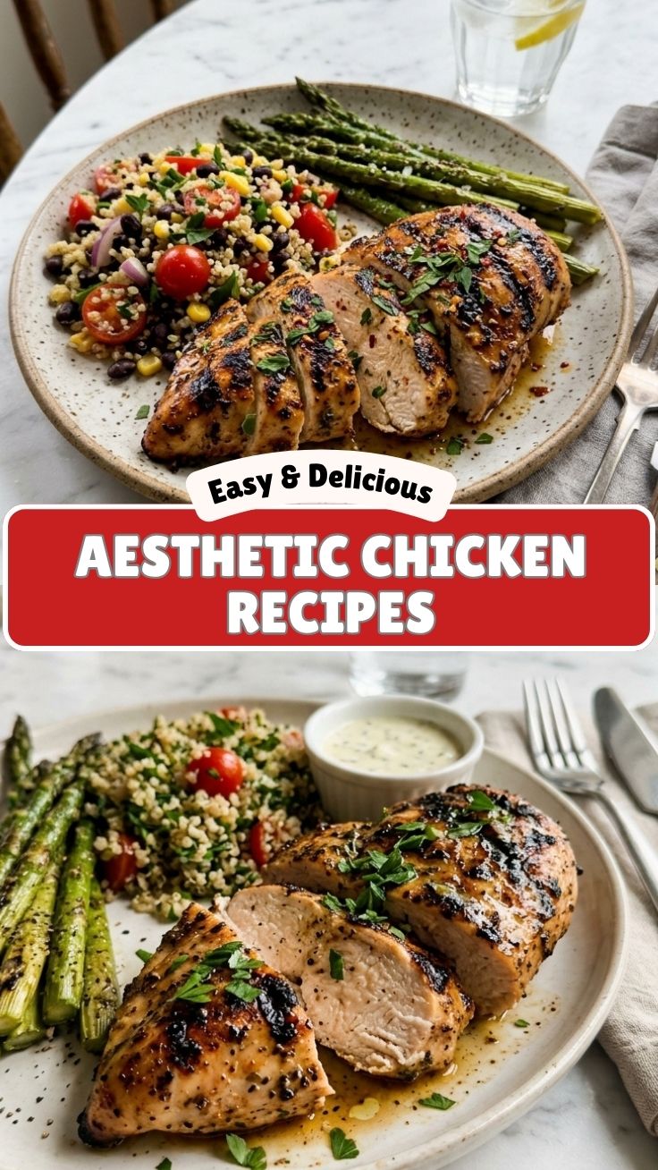 A plate featuring high protein grilled chicken recipes, showcasing a healthy meal option.