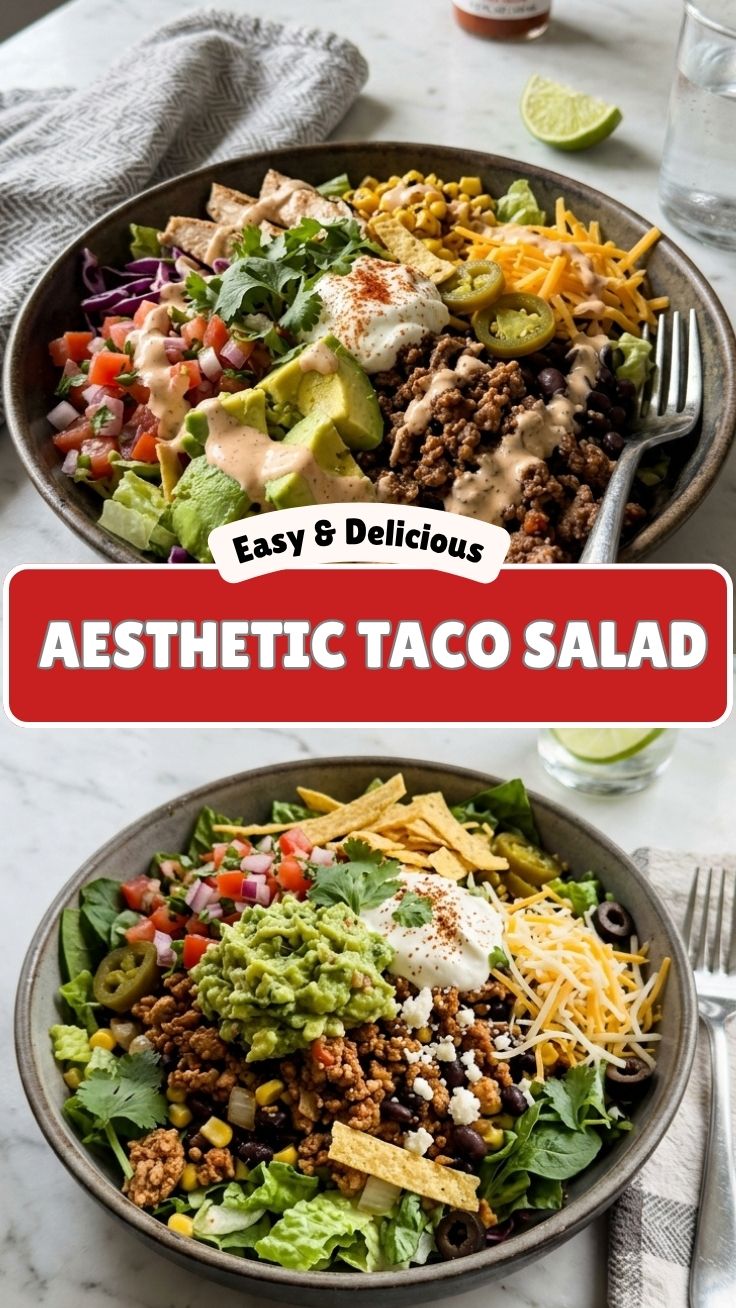 A vibrant high protein taco salad with various fresh ingredients