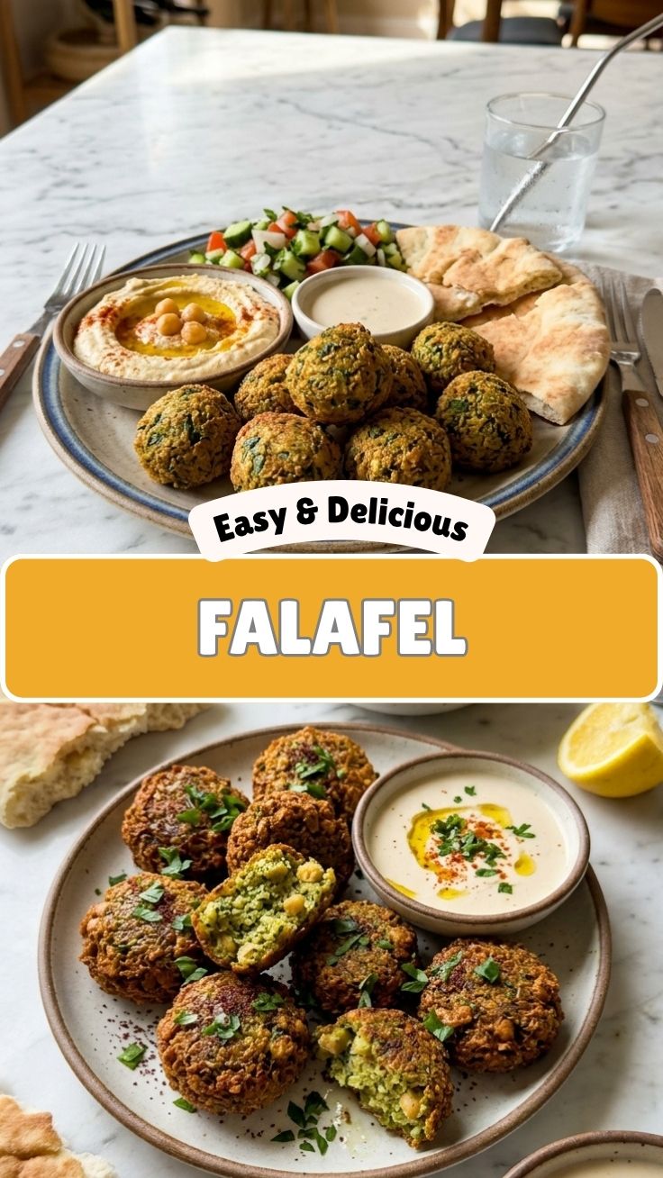 A close-up of several homemade falafel balls, golden and crispy.