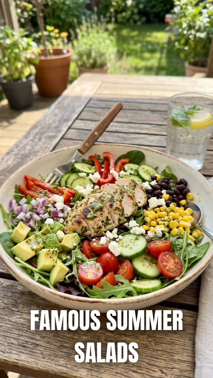 Vibrant low calorie summer salads bursting with fresh vegetables and herbs