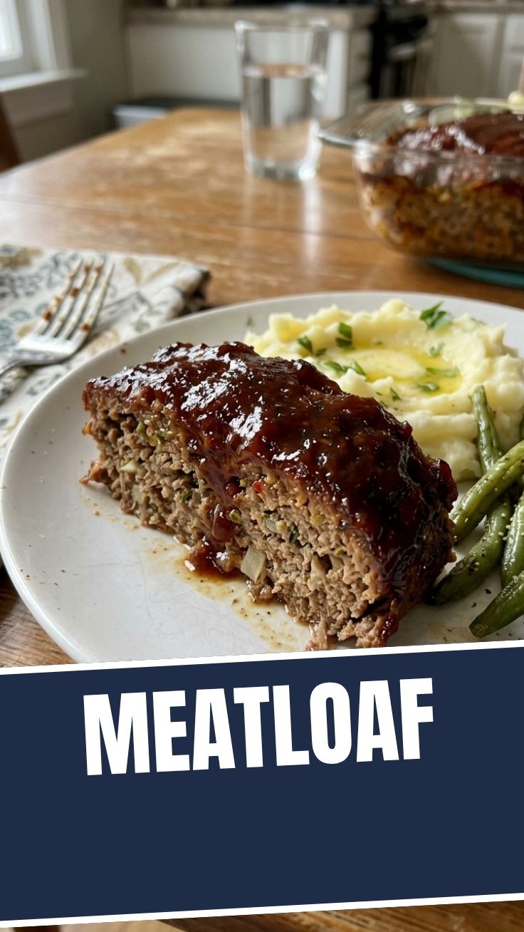 A freshly baked meatloaf, perfectly browned and glazed.