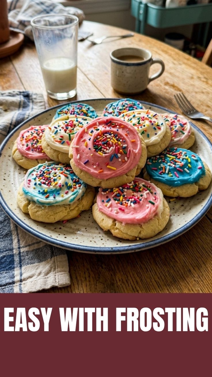 A close-up of beautifully decorated sugar cookies with colorful frosting