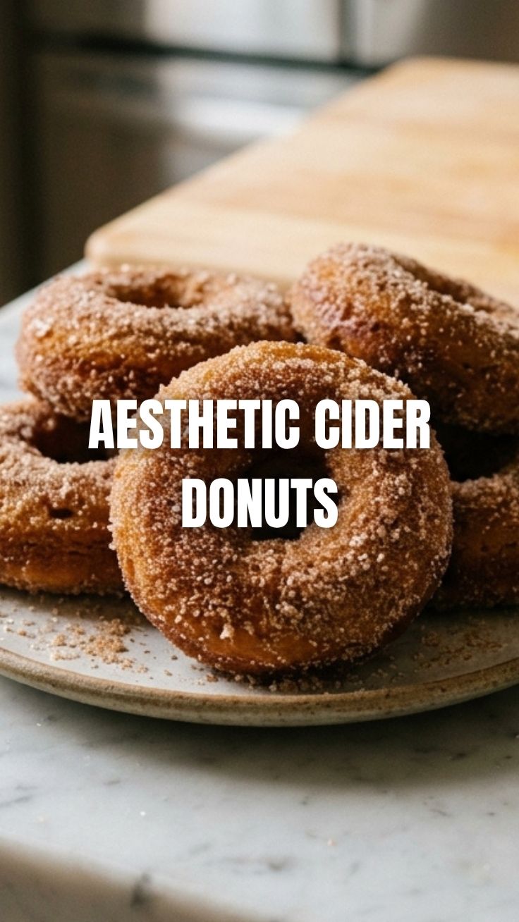 A pile of freshly baked apple cider donuts coated in cinnamon sugar.