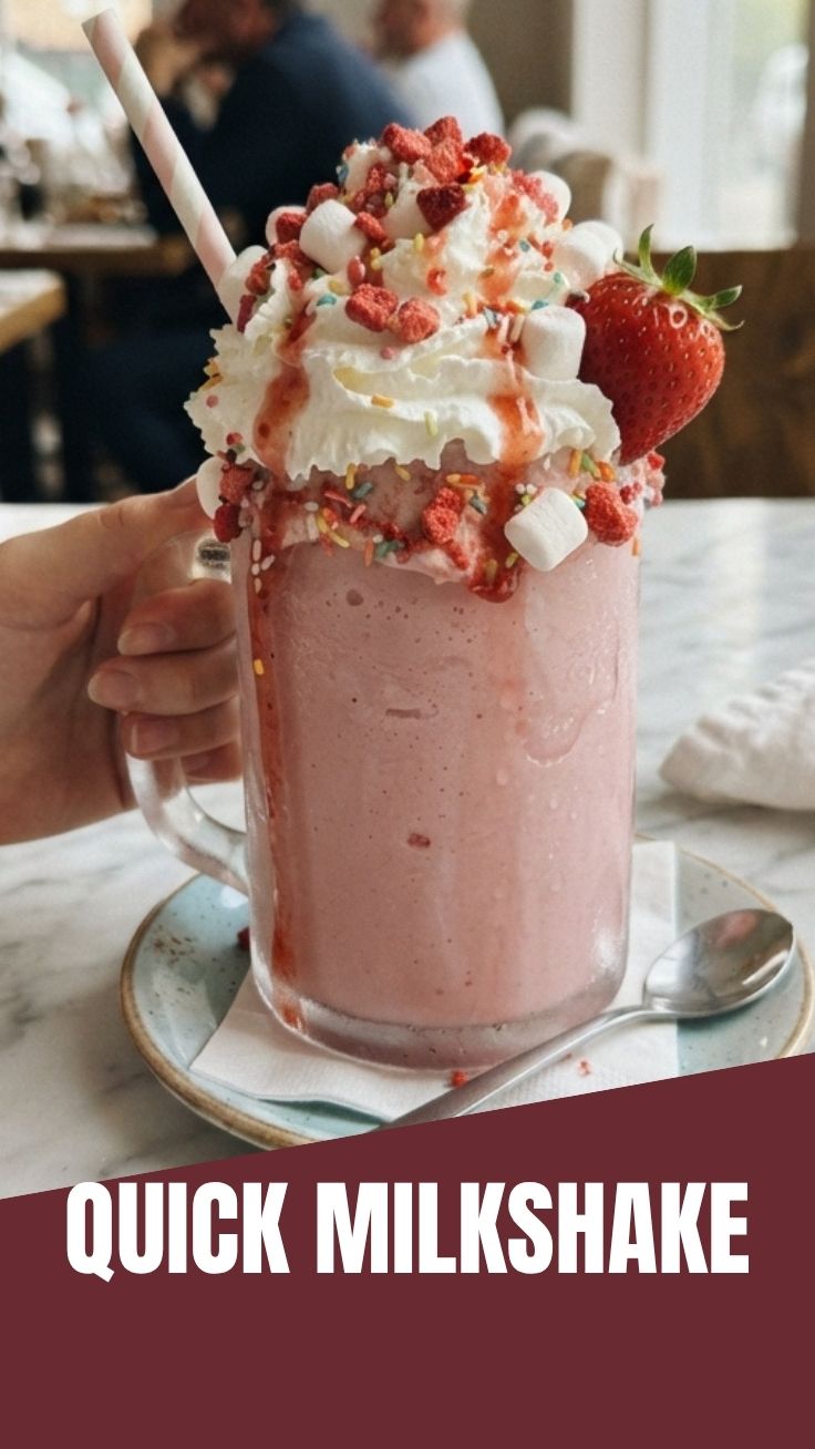 A refreshing milkshake served in a tall glass with a straw