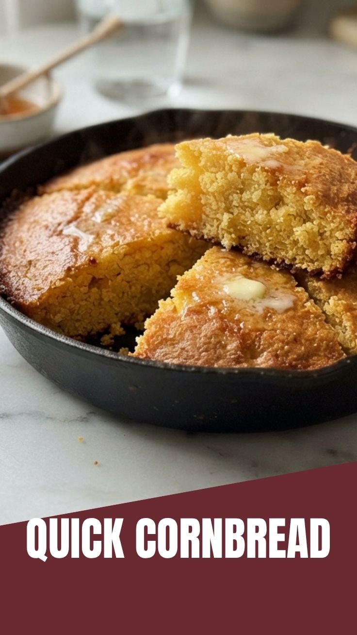 A freshly baked golden brown cornbread loaf with a crispy crust.