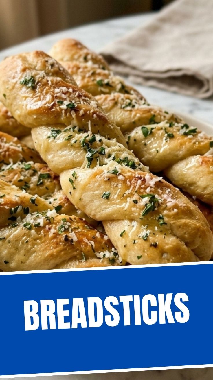 A fresh batch of crunchy breadsticks, golden brown and ready to serve.