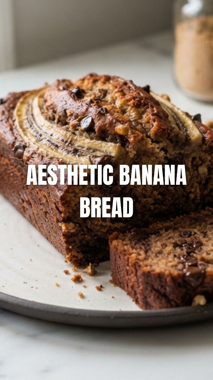 A freshly baked loaf of banana bread cooling on a wire rack.