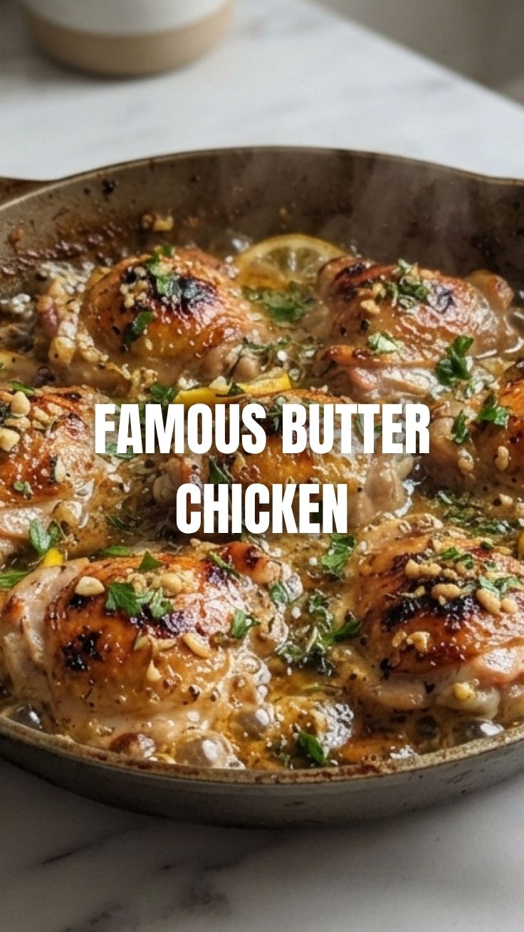A plate featuring perfectly cooked garlic butter chicken seasoned with herbs.