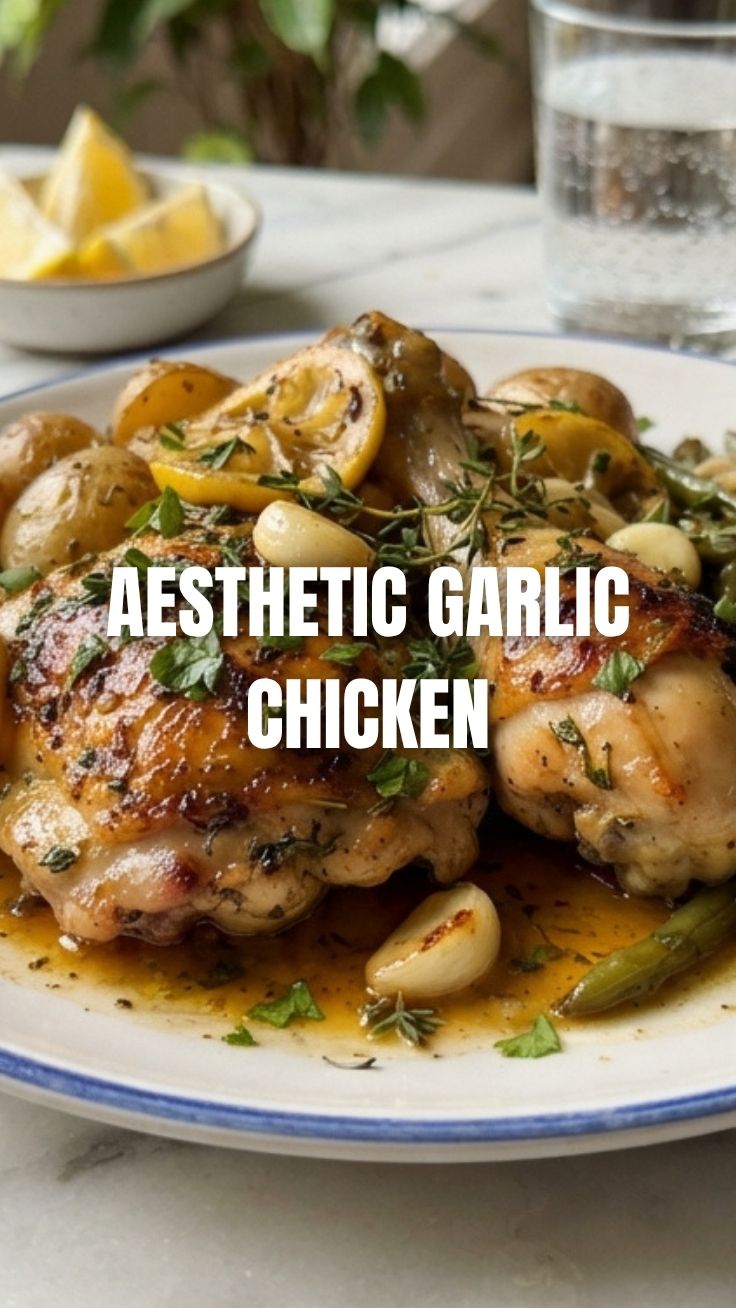 A serving of golden-brown lemon garlic chicken on a plate