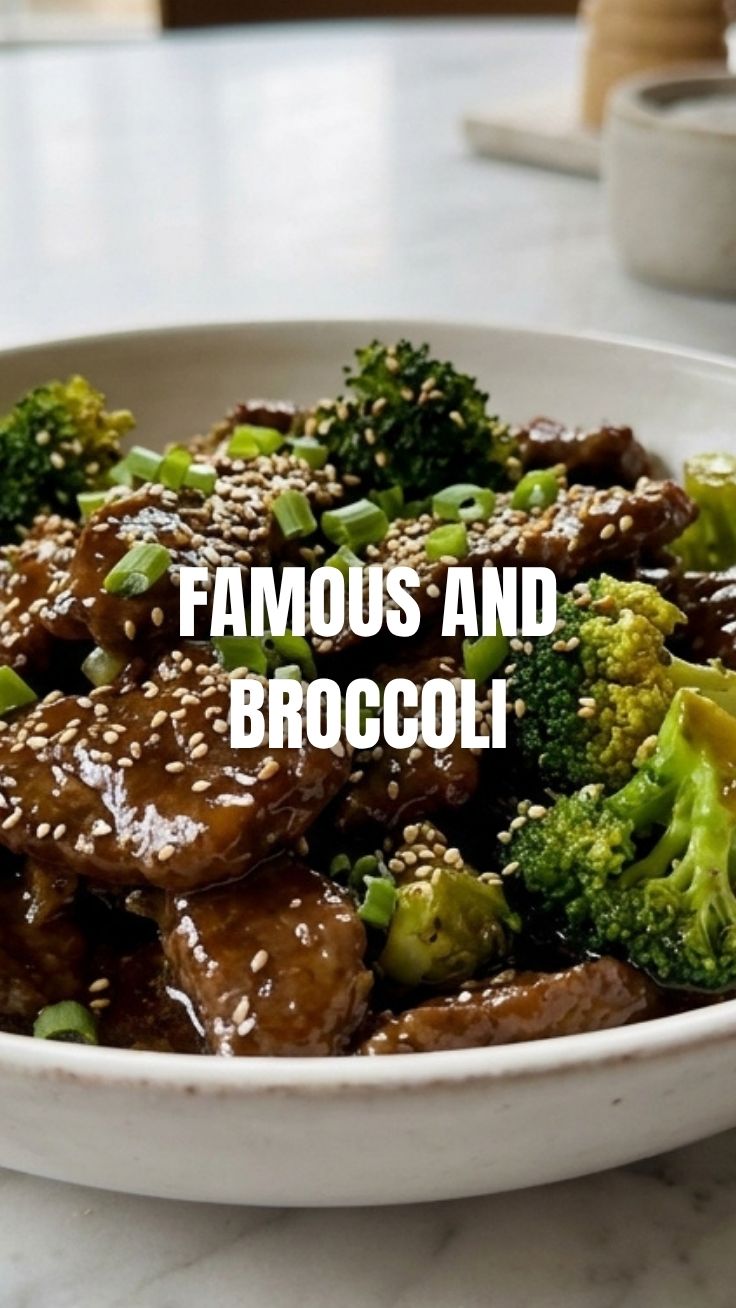 A close-up of a serving of beef and broccoli stir-fry with tender slices of beef and vibrant green broccoli florets.