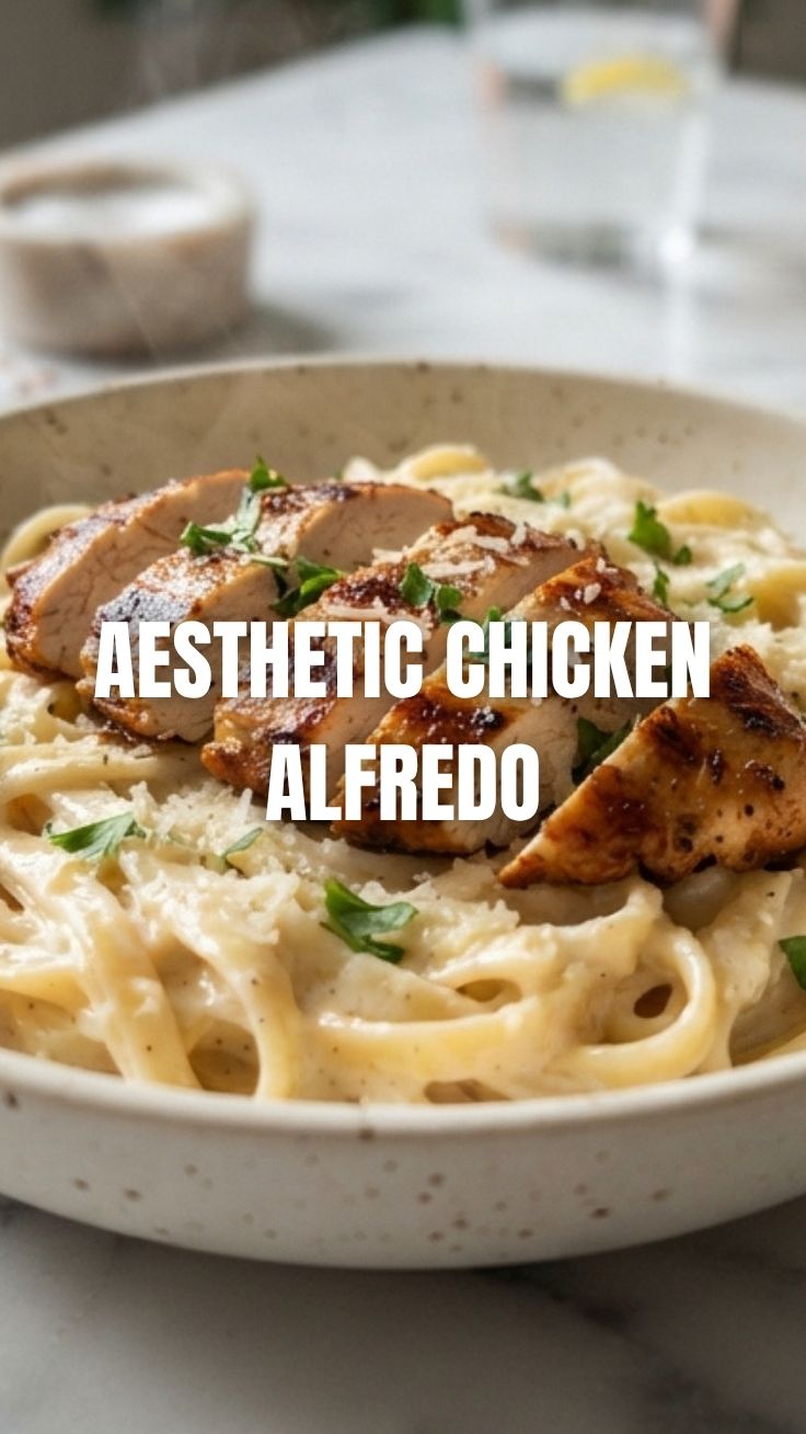 A plate of classic chicken alfredo with creamy sauce and pasta