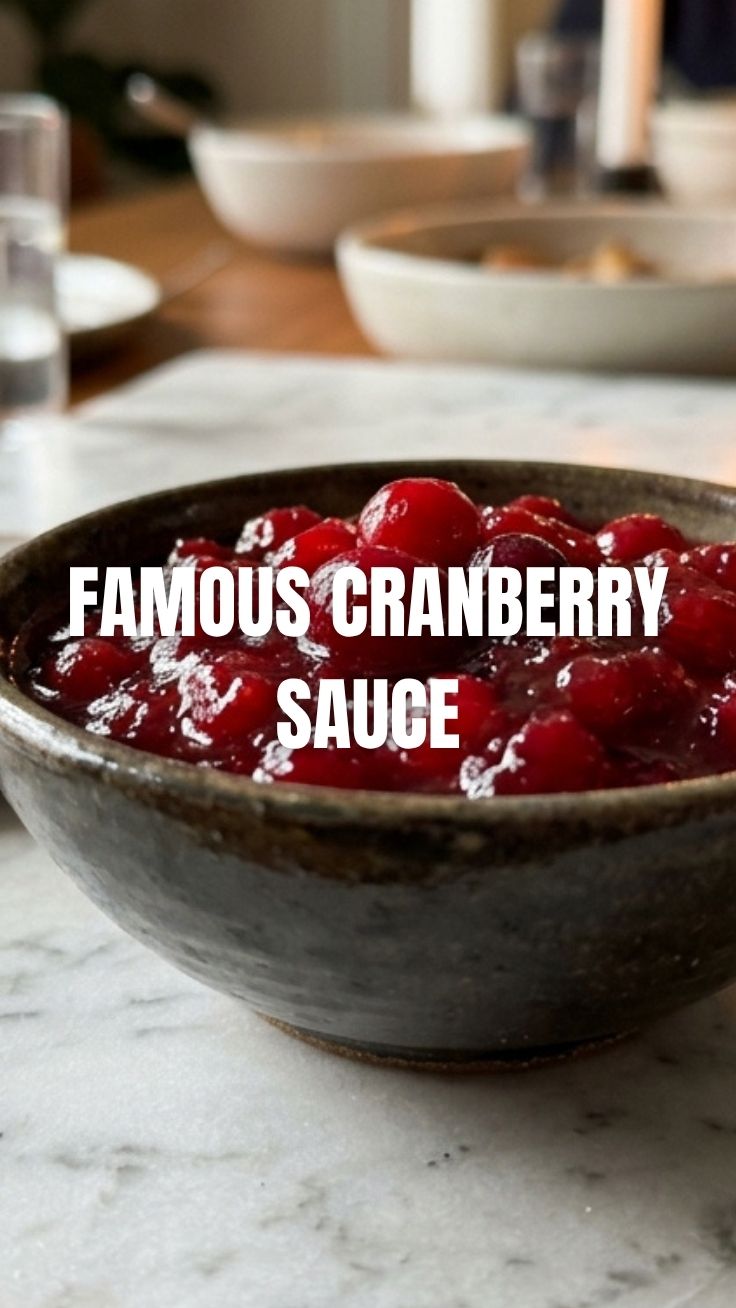 A bowl of savory cranberry sauce, perfect for holiday meals.