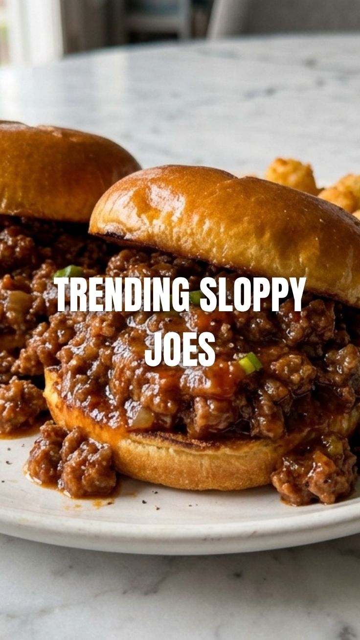 A close-up of a messy sloppy joe sandwich piled high with seasoned ground meat.