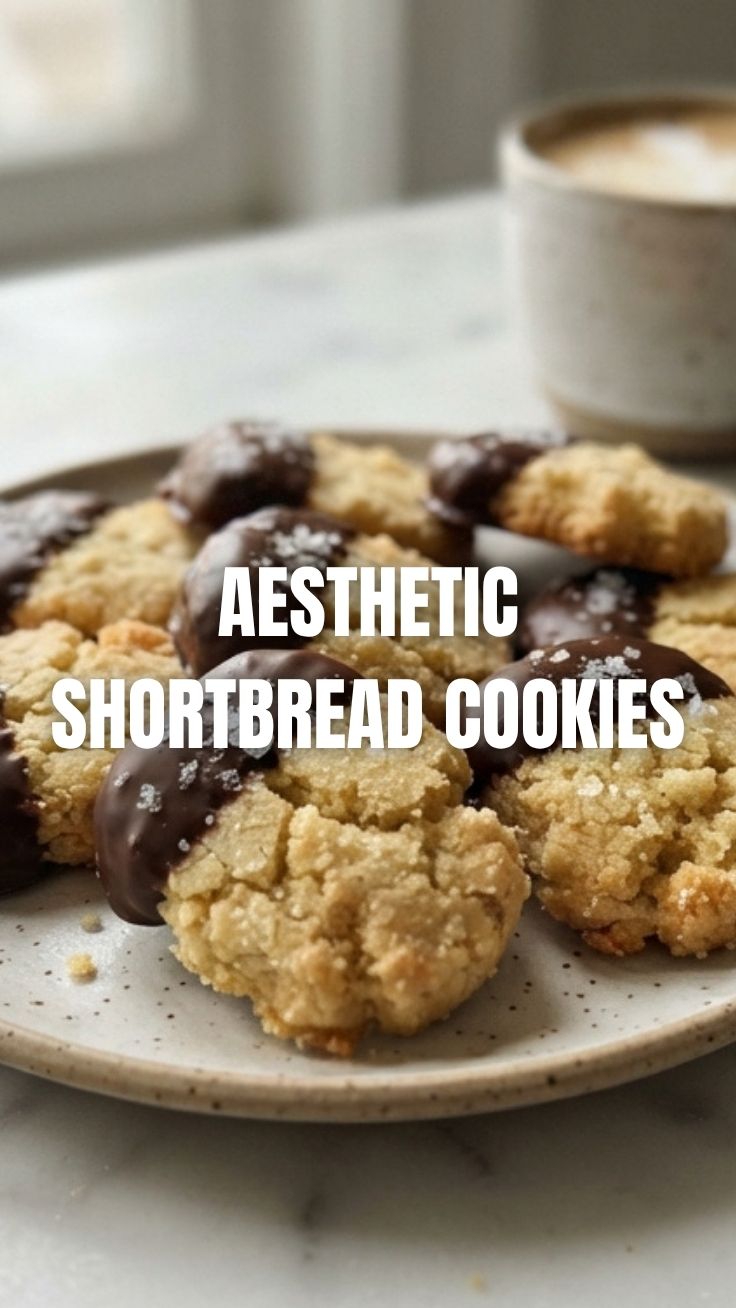A stack of perfectly baked shortbread cookies on a cooling rack.