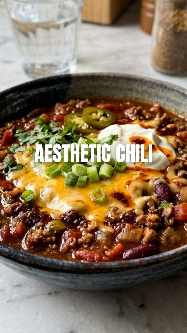 A steaming bowl of hearty chili with beans and meat
