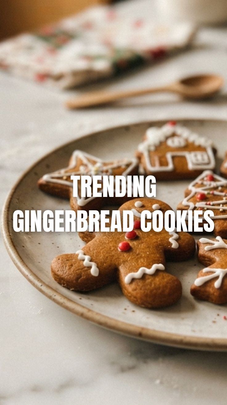 Sweet gingerbread cookies arranged artfully
