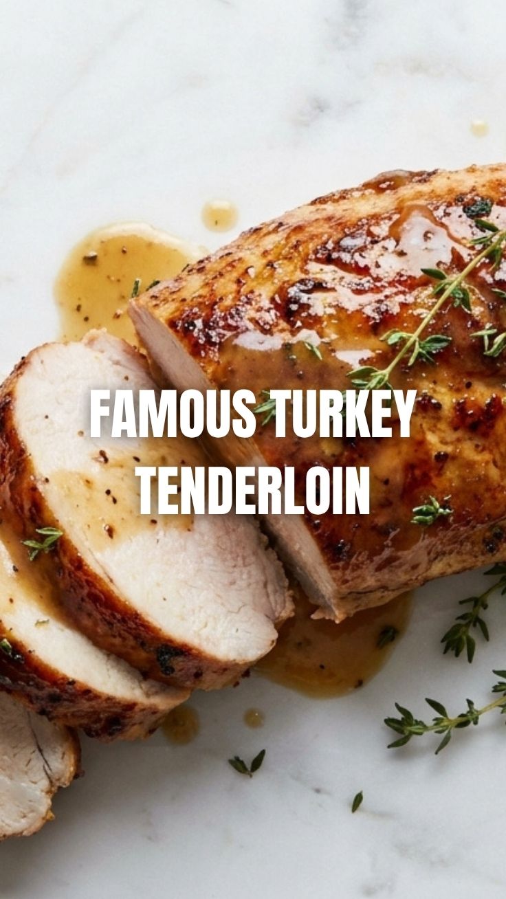 A perfectly cooked turkey tenderloin ready to be served.