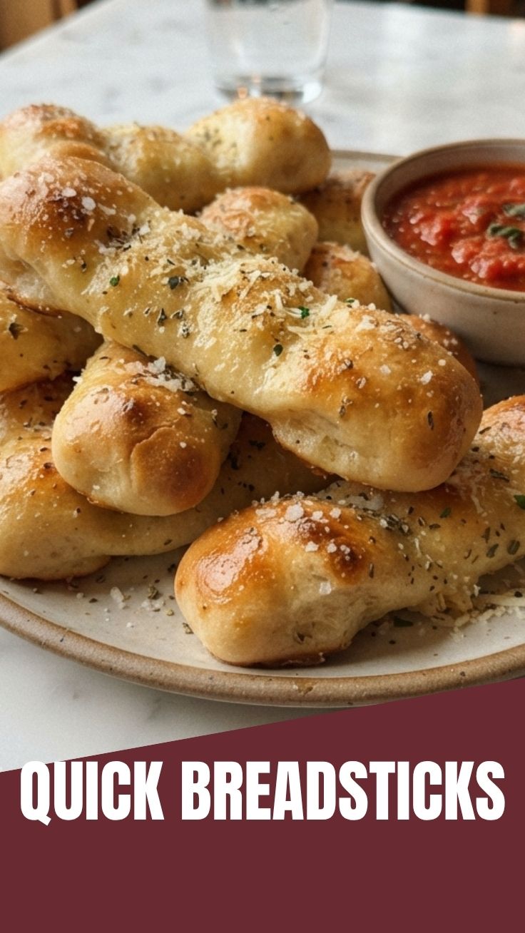 A pile of crispy, golden-brown breadsticks arranged on a platter.