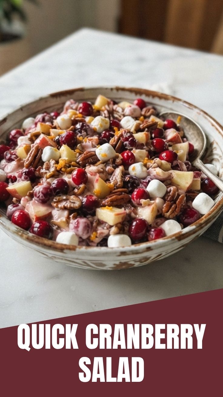 A vibrant cranberry salad, showcasing fresh berries and greens.