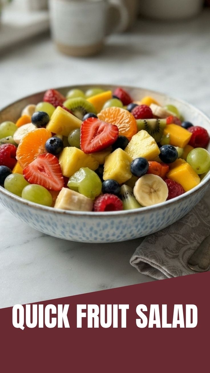 A vibrant bowl of fresh fruit salad, showcasing various colorful fruits.