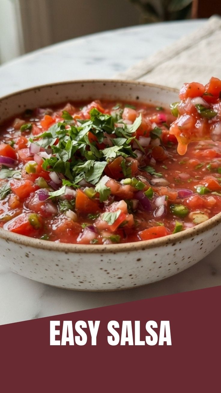 A vibrant bowl of fresh salsa with colorful ingredients.