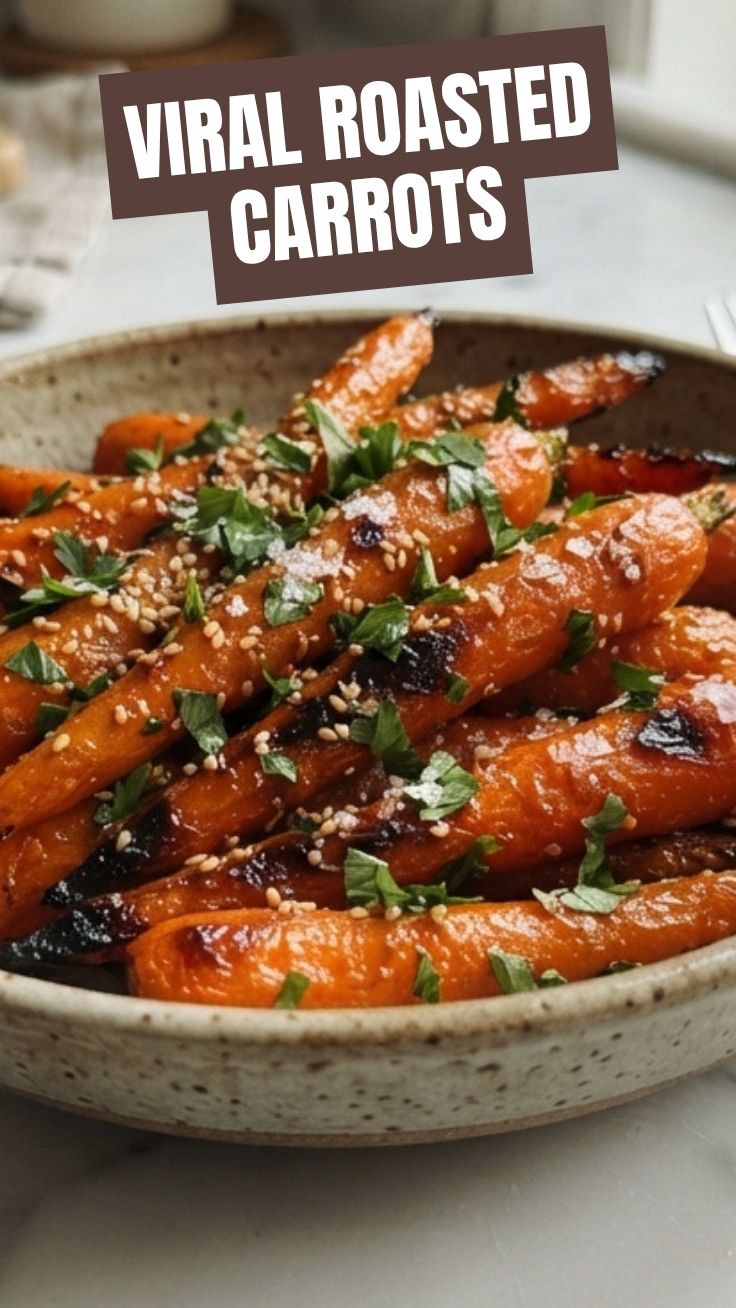 Close-up of perfectly roasted carrots coated in honey glaze
