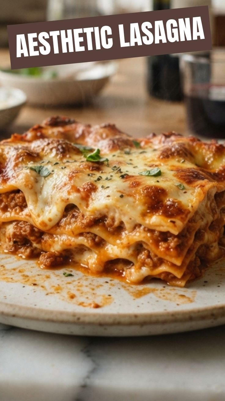 A freshly baked lasagna with bubbling cheese and rich tomato sauce