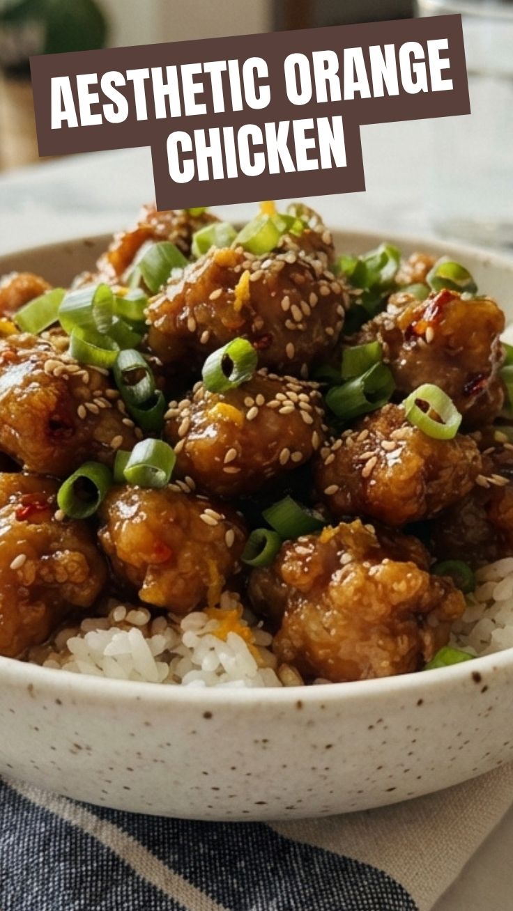 A serving of savory orange chicken garnished with green onions